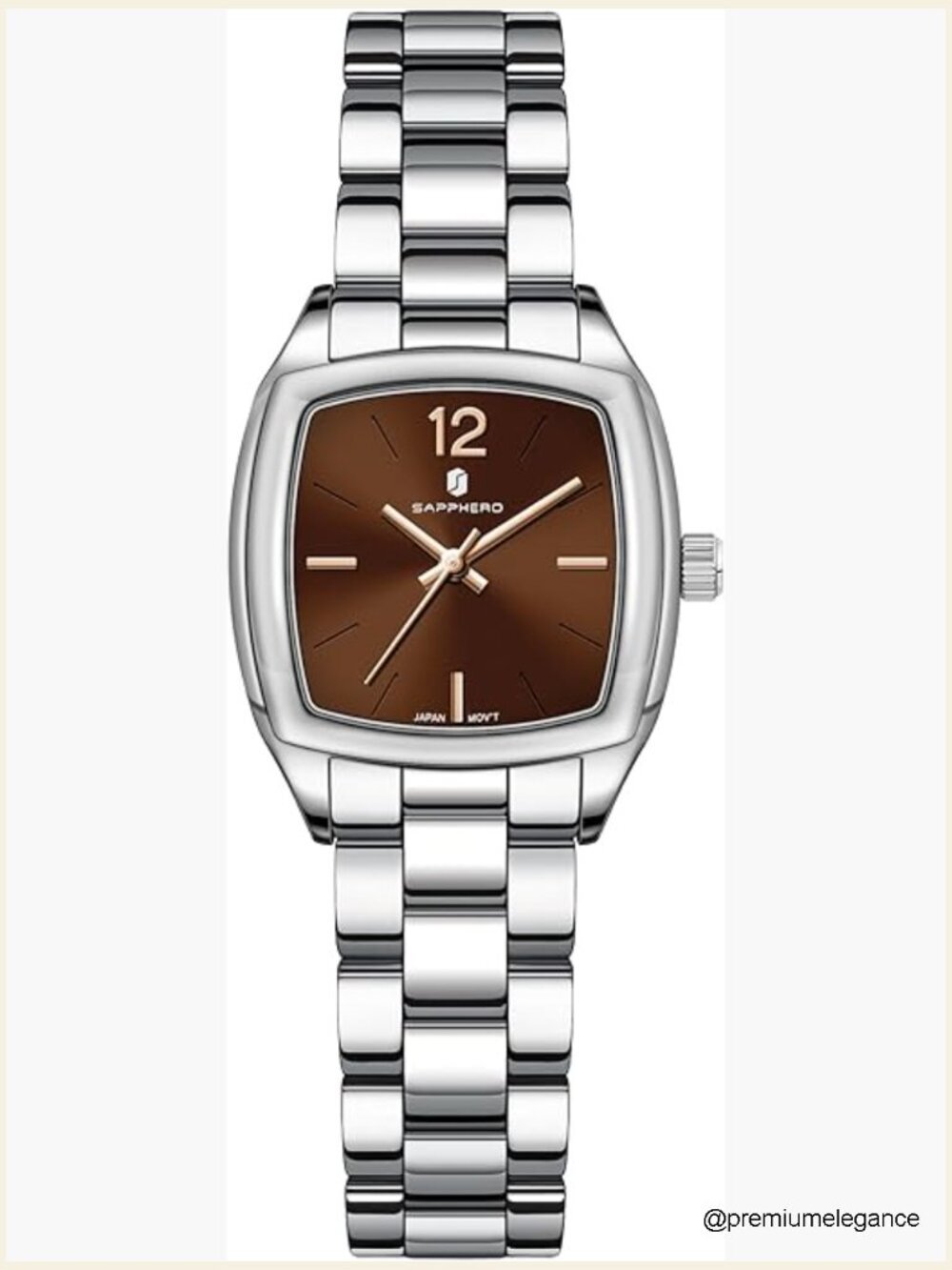 Luxury Square Stainless Steel Analog Watch for Women 3ATM Waterproof